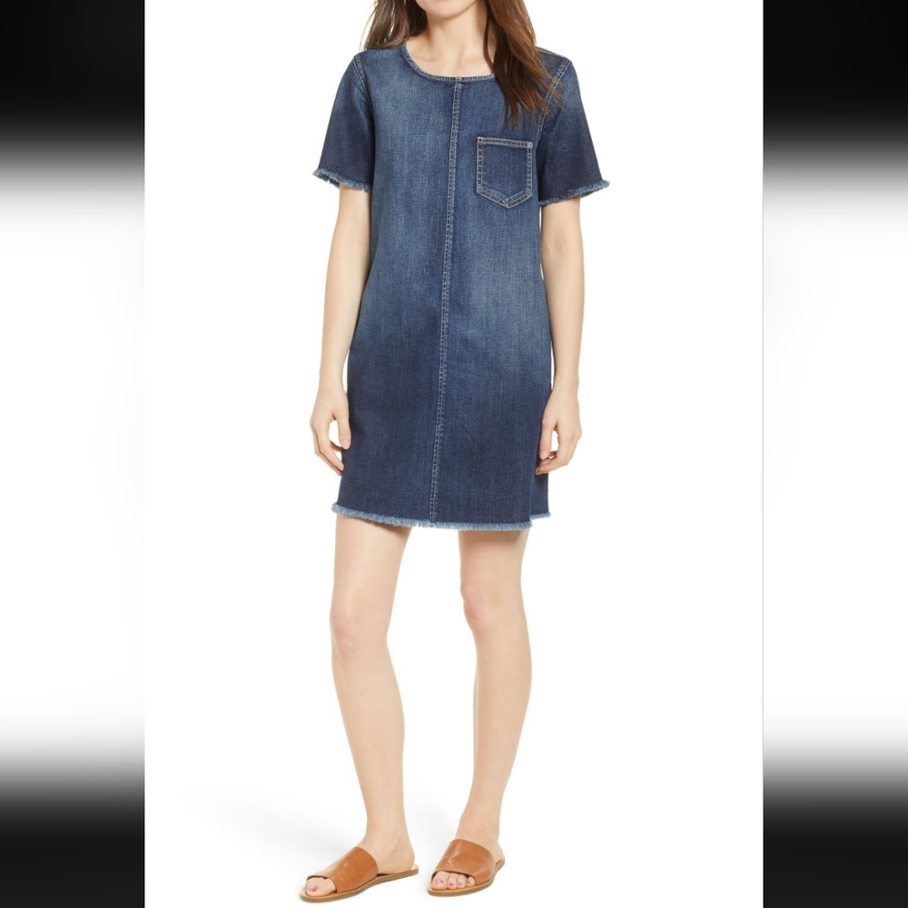 Current Elliott the frayed edge denim mini dress 3 L